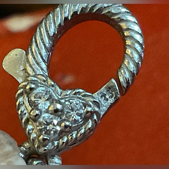 Judith Ripka: Sterling silver earrings n circle charm attached to 20”chain set. - Picture 12 of 13